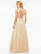 Colors Dress - 1967 Sleeveless Adorned Tri-band Gossamer Rosette Gown in Gold