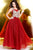 Shail K - Embroidered and Beaded Illusion Jewel Neck Tulle A-line Dress 4065 In Red