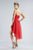 Janique B2267 - Strapless Straight Neck Lace-embellished Short Dress In Red