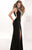 Tarik Ediz - Deep V-Neckline Long Dress 92403 in Black