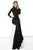 Jovani - 1459 Embellished Long Sleeve Trumpet Dress With Train In Black