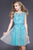 Shail K - 21268 Illusion Bateau Cap Sleeve Dress In Blue