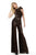 Jovani - 2689 Bow Accented Halter Flared Jumpsuit In Brown