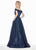 Ashley Lauren - 1343 Surplice Off Shoulder Satin Ball Gown In Blue