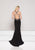 Colors Dress - 1902 Bejeweled Plunging V-Neck Jersey Gown In Black