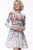 Jovani - 65967 Printed Bateau Long Sleeves A-Line Dress In White and Multi-Color