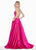 Ashley Lauren - 1390 Lace Up Open Back Satin Evening Dress In Pink and Red