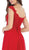 May Queen - MQ1602 V Neck Lace Applique Chiffon Long Formal Dress In Red