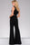 Jovani - 48466 One Shoulder Jersey Jumpsuit in Black