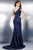 Classy Beaded Lace V-Neck Sheath Gown with Cap Sleeves 26355