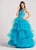 Ellie Wilde - EW118048 Illusion High Halter Tiered Tulle Ballgown In Blue and Green