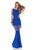 Terani Couture - 1611P0201A Striped Illusion Trumpet Evening Dress in Blue