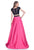 Terani Couture - 1612P1047A Bedazzled Illusion Bateau A-line Dress in Black and Pink