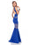 Terani Couture - 1611P0201A Striped Illusion Trumpet Evening Dress in Blue