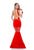 Terani Couture - 1611P0201A Striped Illusion Trumpet Evening Dress in Blue