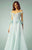 Beside Couture - BC1218 Embroidered Scalloped Portrait A-line Dress in Blue