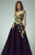 Beside Couture - BC1233 Floral Applique A Line Evening Gown in Black and Yellow