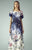 Beside Couture - BC1235 Floral Bowed Short Sleeves Dress in Blue and Multi-Color