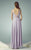 Beside Couture - BC1240 Ruched Plunging Lace Evening Gown in Purple