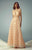 Beside Couture - BC1243 Floral Embellished Plunging Dress in Orange