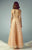 Beside Couture - BC1243 Floral Embellished Plunging Dress in Orange