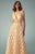 Beside Couture - BC1243 Floral Embellished Plunging Dress in Orange