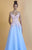Beside Couture - BC1244 Floral Applique V Neck A Line Dress in Blue and Pink
