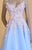 Beside Couture - BC1244 Floral Applique V Neck A Line Dress in Blue and Pink