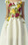 Beside Couture - BC1247 Floral Applique Mesh A-line Dress in White and Yellow and Red