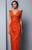 Beside Couture by Gemy - BC1314 Lace Appliqued V Neck Evening Dress in Orange