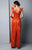 Beside Couture by Gemy - BC1314 Lace Appliqued V Neck Evening Dress in Orange