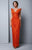 Beside Couture by Gemy - BC1314 Lace Appliqued V Neck Evening Dress in Orange