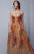 Beside Couture by Gemy - BC1315 Embellished Sheer Sleeveless A-Line Gown in Orange and Brown