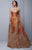 Beside Couture by Gemy - BC1315 Embellished Sheer Sleeveless A-Line Gown in Orange and Brown