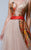 Beside Couture by Gemy - BC1317 Embroidered Ruched A-Line Evening Gown in Neutral and Orange