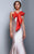 Beside Couture by Gemy - BC1318 Asymmetrical Bowed Mermaid Gown in Neutral and Red