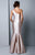 Beside Couture by Gemy - BC1318 Asymmetrical Bowed Mermaid Gown in Neutral and Red