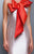 Beside Couture by Gemy - BC1318 Asymmetrical Bowed Mermaid Gown in Neutral and Red