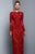 Beside Couture by Gemy - BC1321 Guipure Lace Bateau Long Sleeves Dress in Red