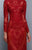 Beside Couture by Gemy - BC1321 Guipure Lace Bateau Long Sleeves Dress in Red