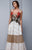 Beside Couture by Gemy - BC1328 Embellished Plunging A-Line Evening Dress in White and Gold