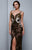 Beside Couture by Gemy - BC1331 Lace Applied Plunging Sweetheart Gown in Black and Gold