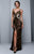Beside Couture by Gemy - BC1331 Lace Applied Plunging Sweetheart Gown in Black and Gold