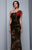 Beside Couture by Gemy - BC1332 Floral Embellished Asymmetrical Gown in Black and Red
