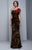 Beside Couture by Gemy - BC1332 Floral Embellished Asymmetrical Gown in Black and Red