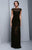 Beside Couture by Gemy - BC1336 Lace Bateau Pleated Sheath Dress in Black