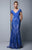 Beside Couture by Gemy - BC1347 Embroidered Lace V-neck Trumpet Dress in Blue