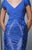 Beside Couture by Gemy - BC1347 Embroidered Lace V-neck Trumpet Dress in Blue
