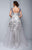Beside Couture by Gemy - BC1353 Embroidered Sheath Dress With Overlay in Silver and Blue