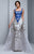 Beside Couture by Gemy - BC1353 Embroidered Sheath Dress With Overlay in Silver and Blue